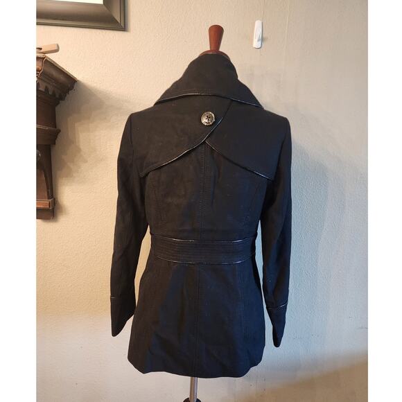 MISS SIXTY Black Wool Y2K Double-Breasted Wide Collar Pea Coat Jacket Medium - Picture 4 of 12